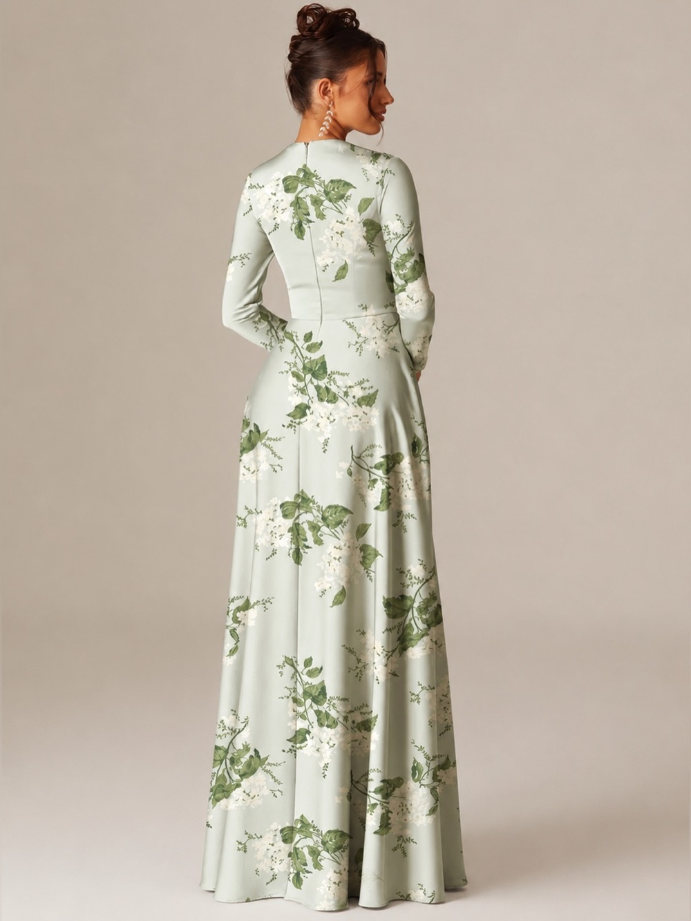 AW Bridal Sage Floral Wedding Guest & Bridesmaid Maxi Gown Size 6 NWOT - Picture 4 of 7